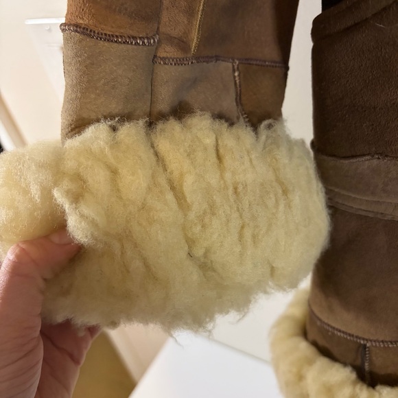 VTG Jukie Inc. House of Suede & Leather patchwork shearling Jacket Size Small - Picture 4 of 12